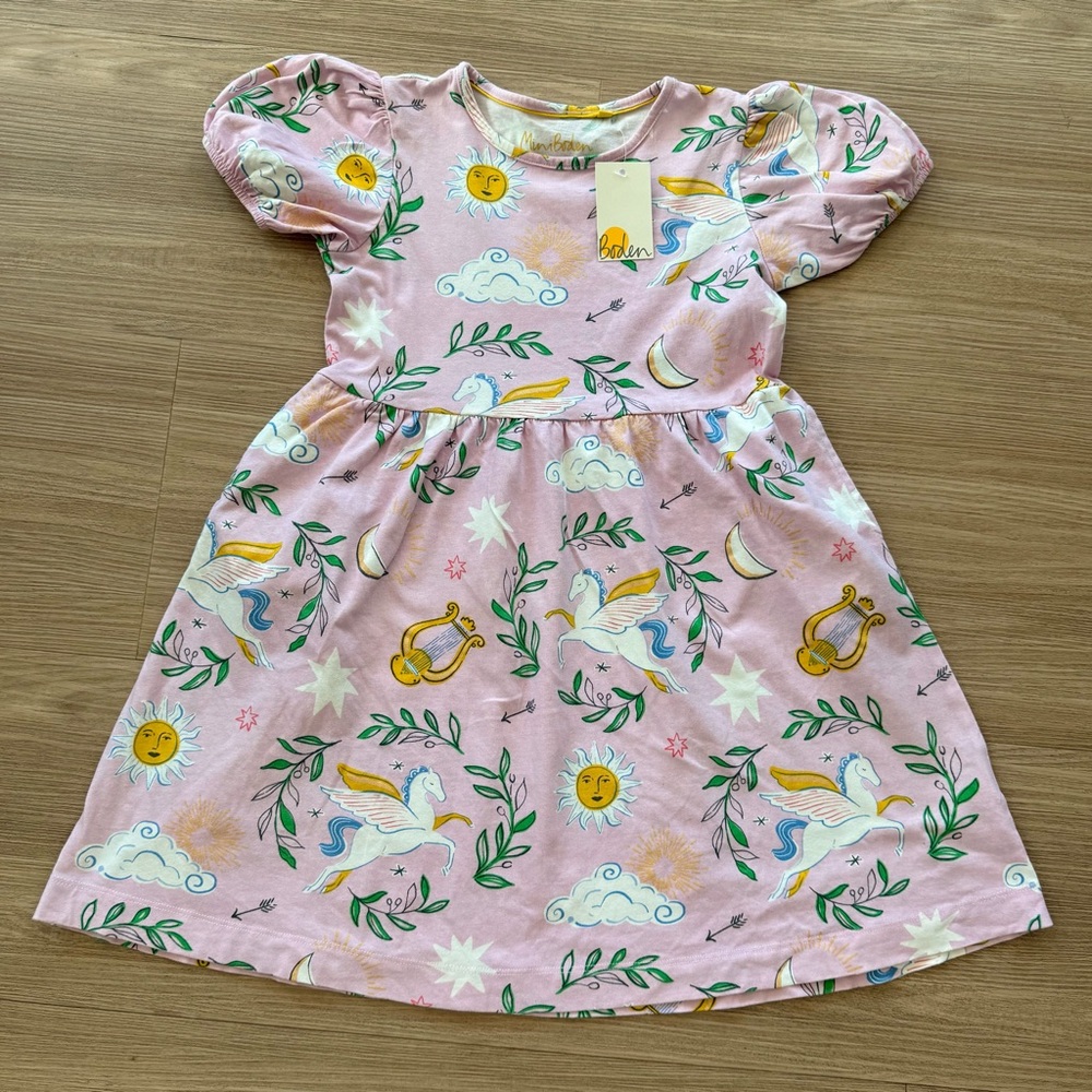 Boden Girls' 7-8 year old Pink Pegasus Print Dress